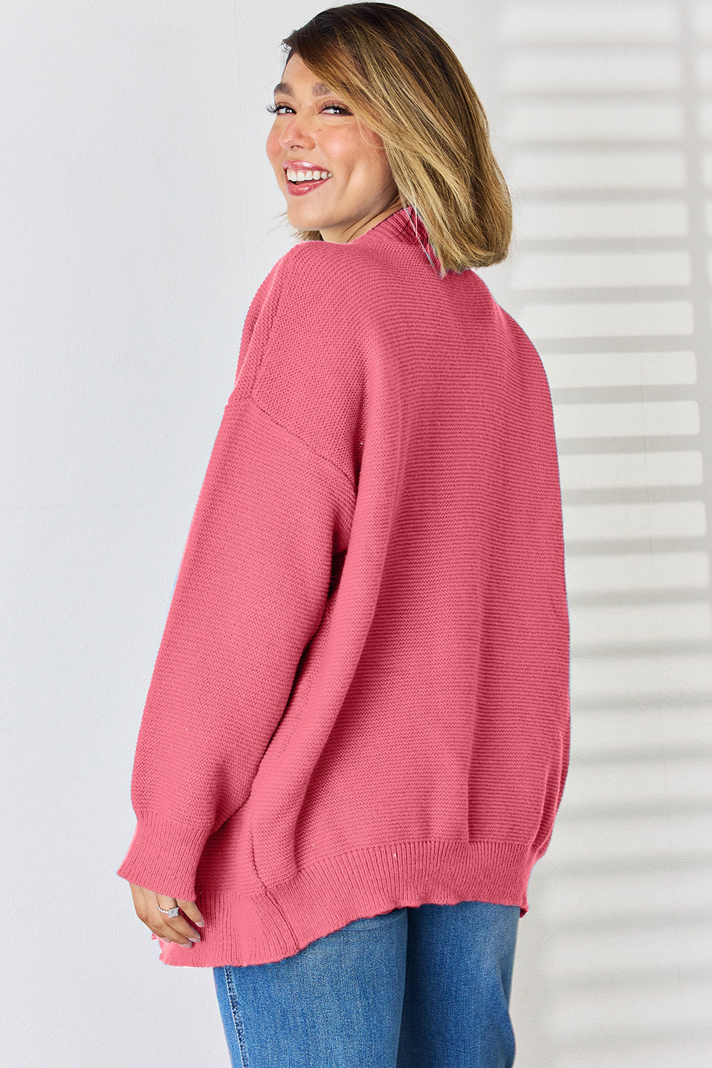Open Front Dropped Shoulder Cardigan-Angel Casuals