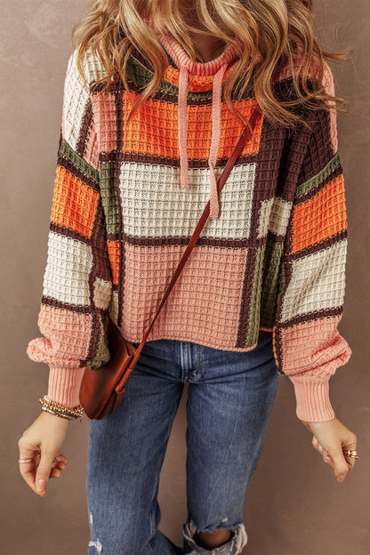 Drawstring Color Block Long Sleeve Sweater-Angel Casuals