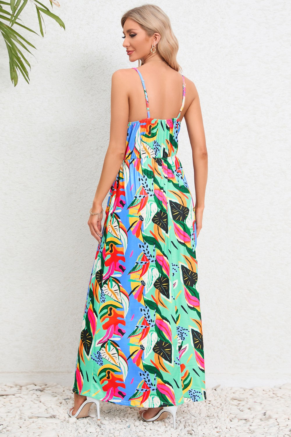 Printed Surplice Maxi Cami Dress-Angel Casuals