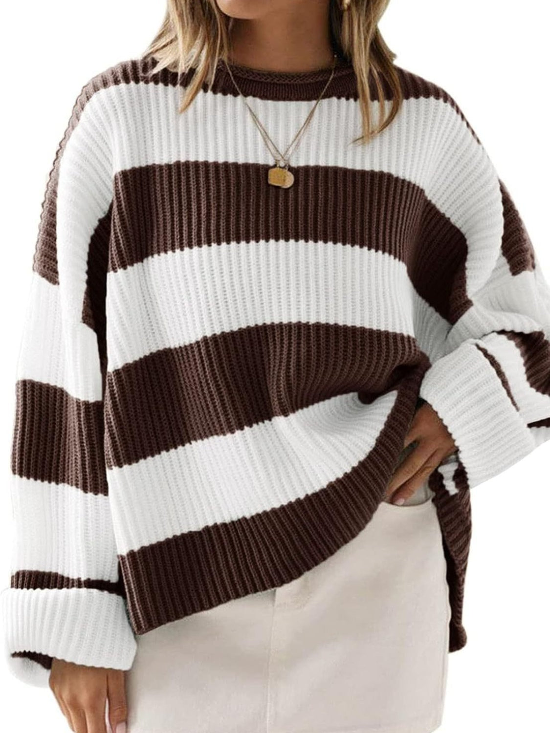 Round Neck Long Sleeve Sweater-Angel Casuals