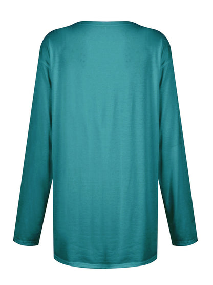 Full Size Pocketed Round Neck Long Sleeve T-Shirt-Angel Casuals