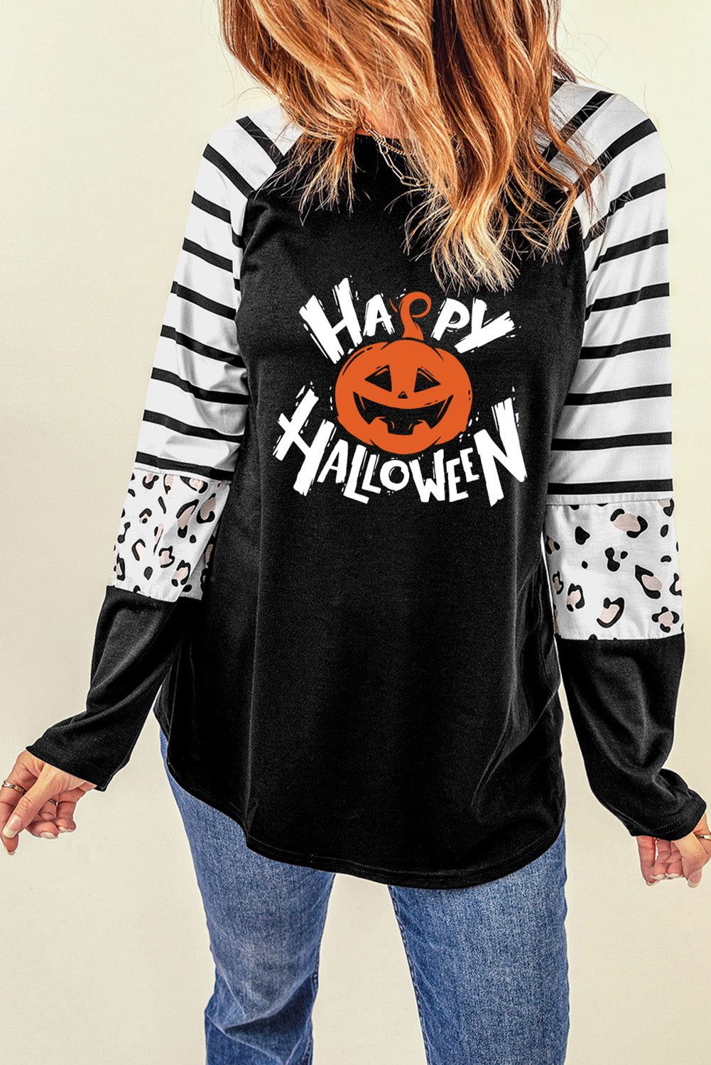 HAPPY HALLOWEEN Graphic Long Sleeve T-Shirt-Angel Casuals