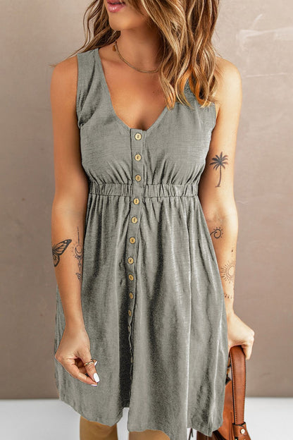 Sleeveless Button Down Mini Magic Dress-Angel Casuals