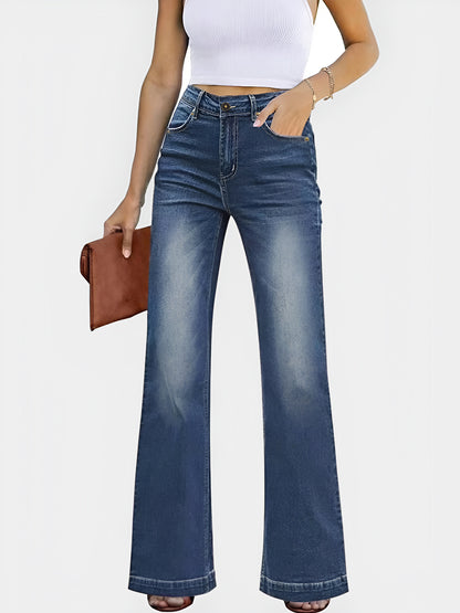 High Waist Bootcut Jeans with Pockets-Angel Casuals