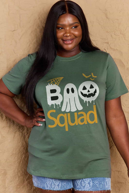 Simply Love Full Size BOO SQUAD Graphic Cotton T-Shirt-Angel Casuals