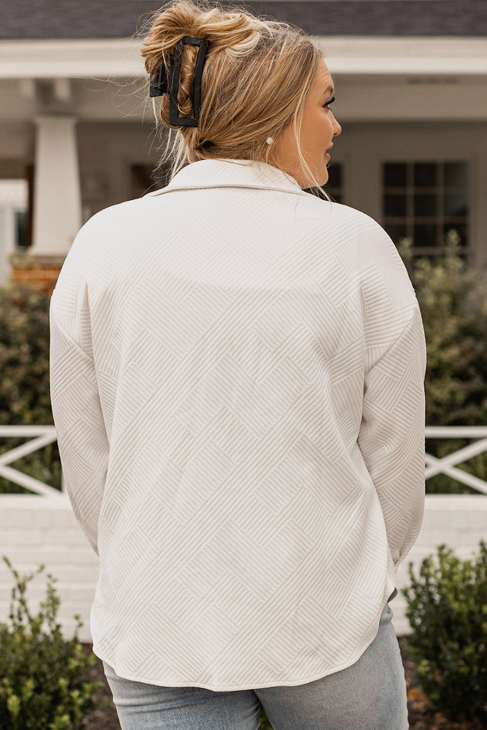 Plus Size Snap Down Dropped Shoulder Jacket-Angel Casuals