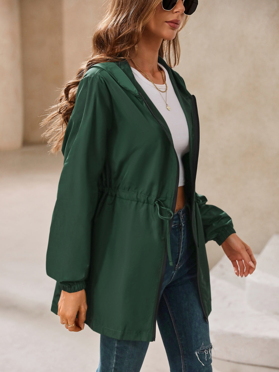 Ivy Lane Outdoor Waterproof Long Sleeve Hooded Windbreaker-Angel Casuals