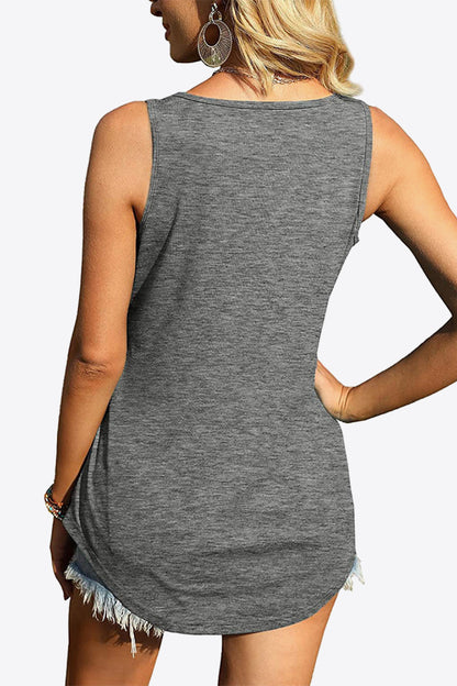 Curved Hem Square Neck Tank-Angel Casuals