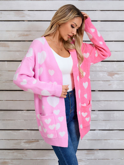 Angel Wings Heart Open Front Long Sleeve Cardigan-Angel Casuals
