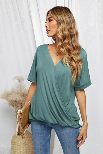 Surplice Half Sleeve T-Shirt-Angel Casuals