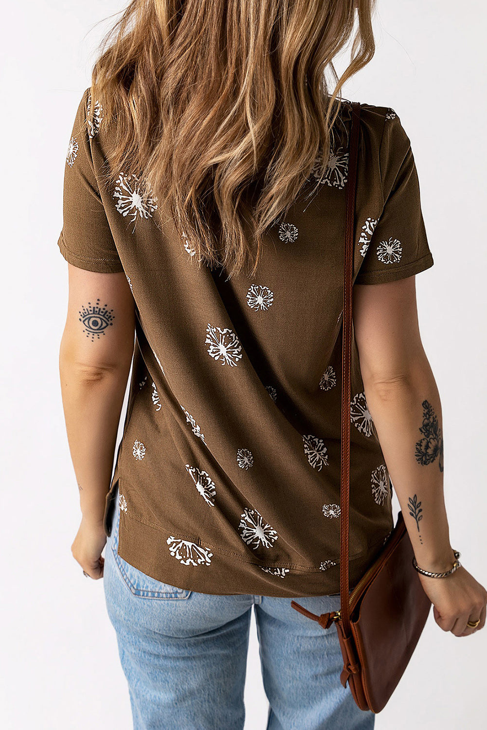 Dandelion Print Round Neck Tee-Angel Casuals