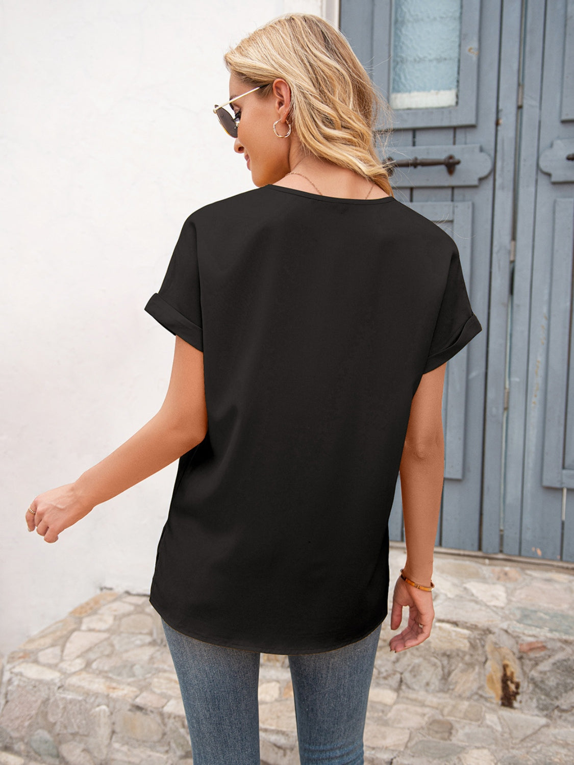 V-Neck Short Sleeve T-Shirt-Angel Casuals