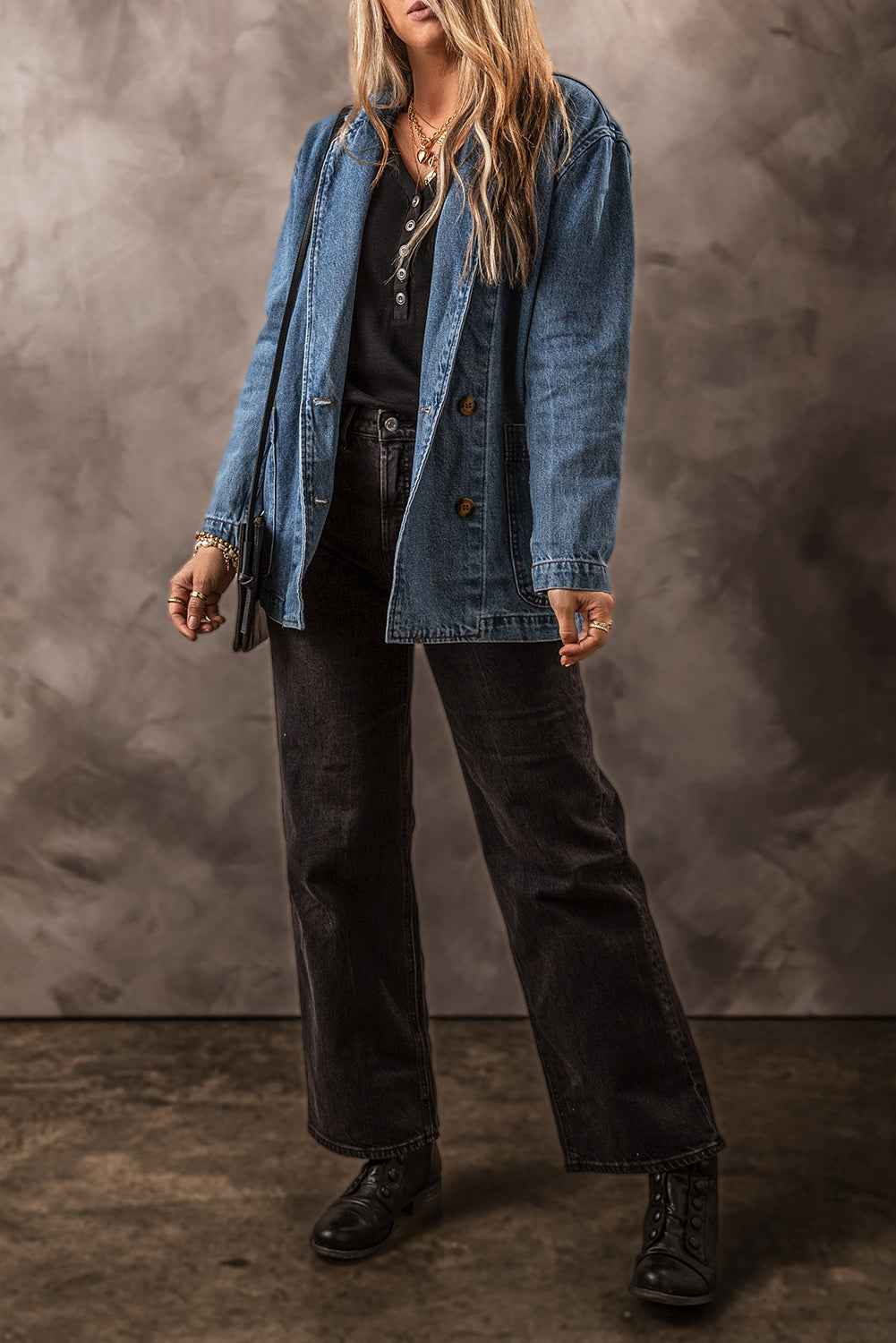 Pocketed Long Sleeve Denim Jacket-Angel Casuals