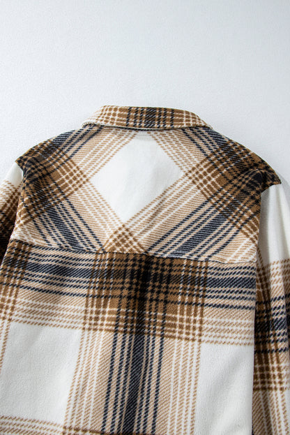 Plaid Button Up Long Sleeve Shacket-Angel Casuals