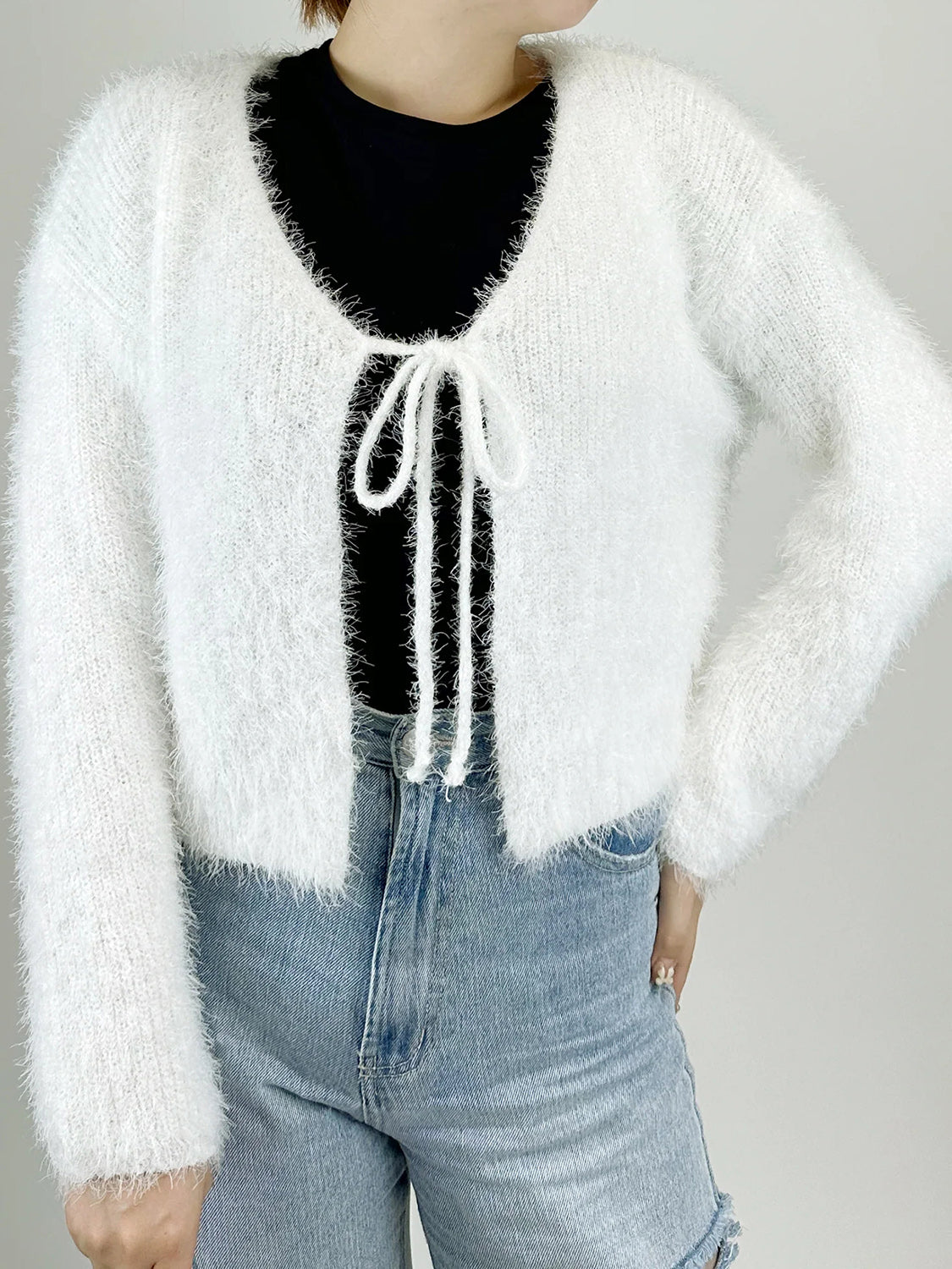 Tied Open Front Dropped Shoulder Cardigan-Angel Casuals