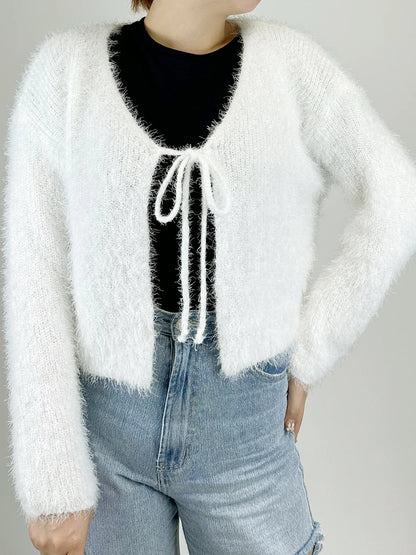 Tied Open Front Dropped Shoulder Cardigan-Angel Casuals