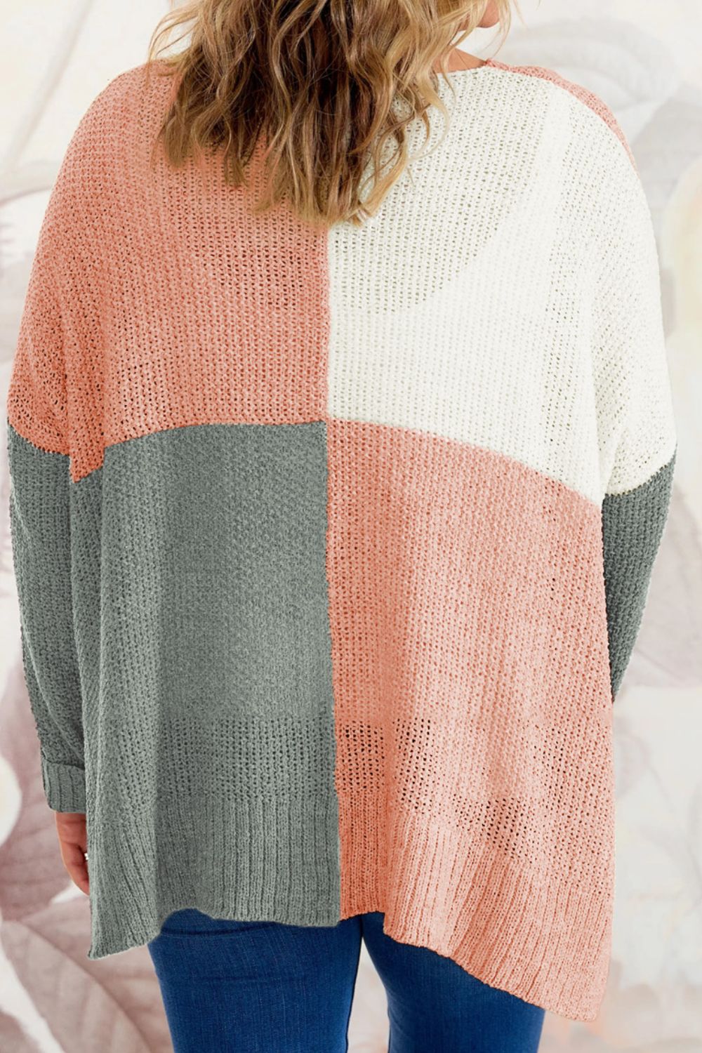 Plus Size Color Block Round Neck Sweater-Angel Casuals