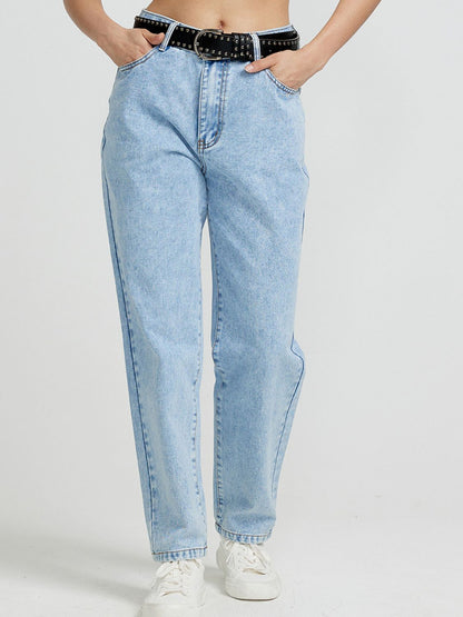 Pocketed Straight Leg Jeans-Angel Casuals