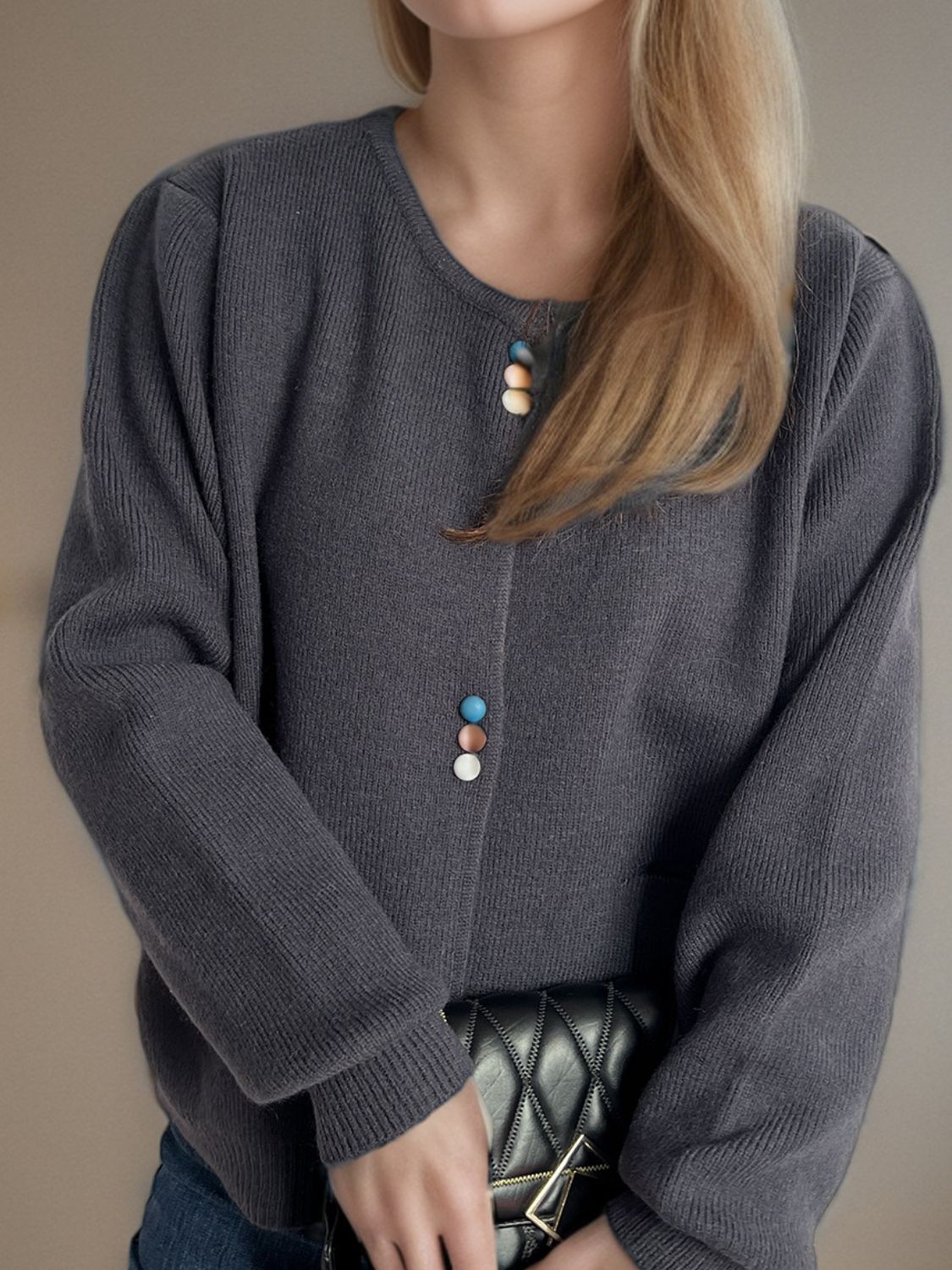 Button Down Long Sleeve Cardigan with Pockets-Angel Casuals