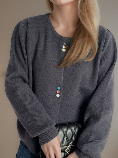 Button Down Long Sleeve Cardigan with Pockets-Angel Casuals