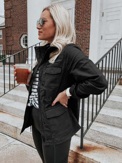 Pocketed Long Sleeve Zip Up Jacket-Angel Casuals