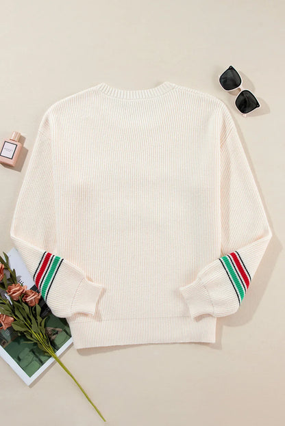 Letter Round Neck Long Sleeve Sweater-Angel Casuals