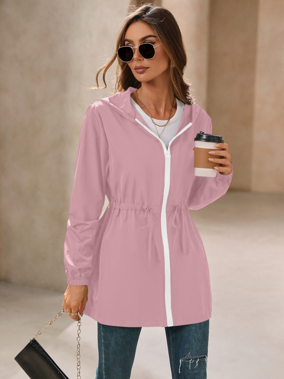 Ivy Lane Outdoor Waterproof Long Sleeve Hooded Windbreaker-Angel Casuals