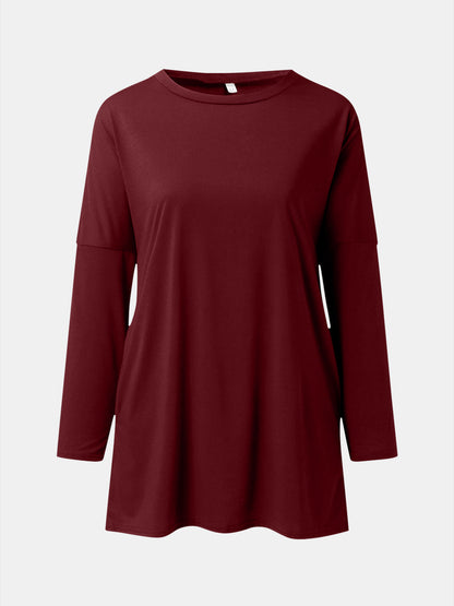Full Size Round Neck Long Sleeve T-Shirt-Angel Casuals