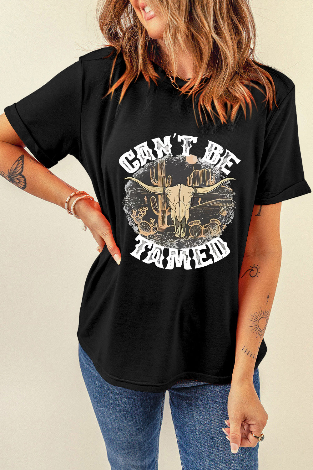 Graphic Round Neck Short Sleeve T-Shirt-Angel Casuals