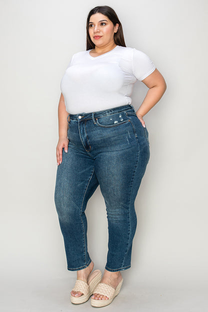 Judy Blue Full Size Tummy Control High Waist Slim Jeans-Angel Casuals