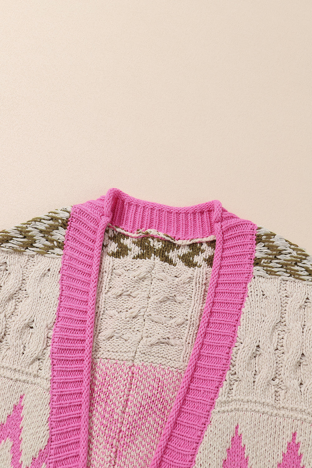 Contrast Tied Open Front Cardigan-Angel Casuals