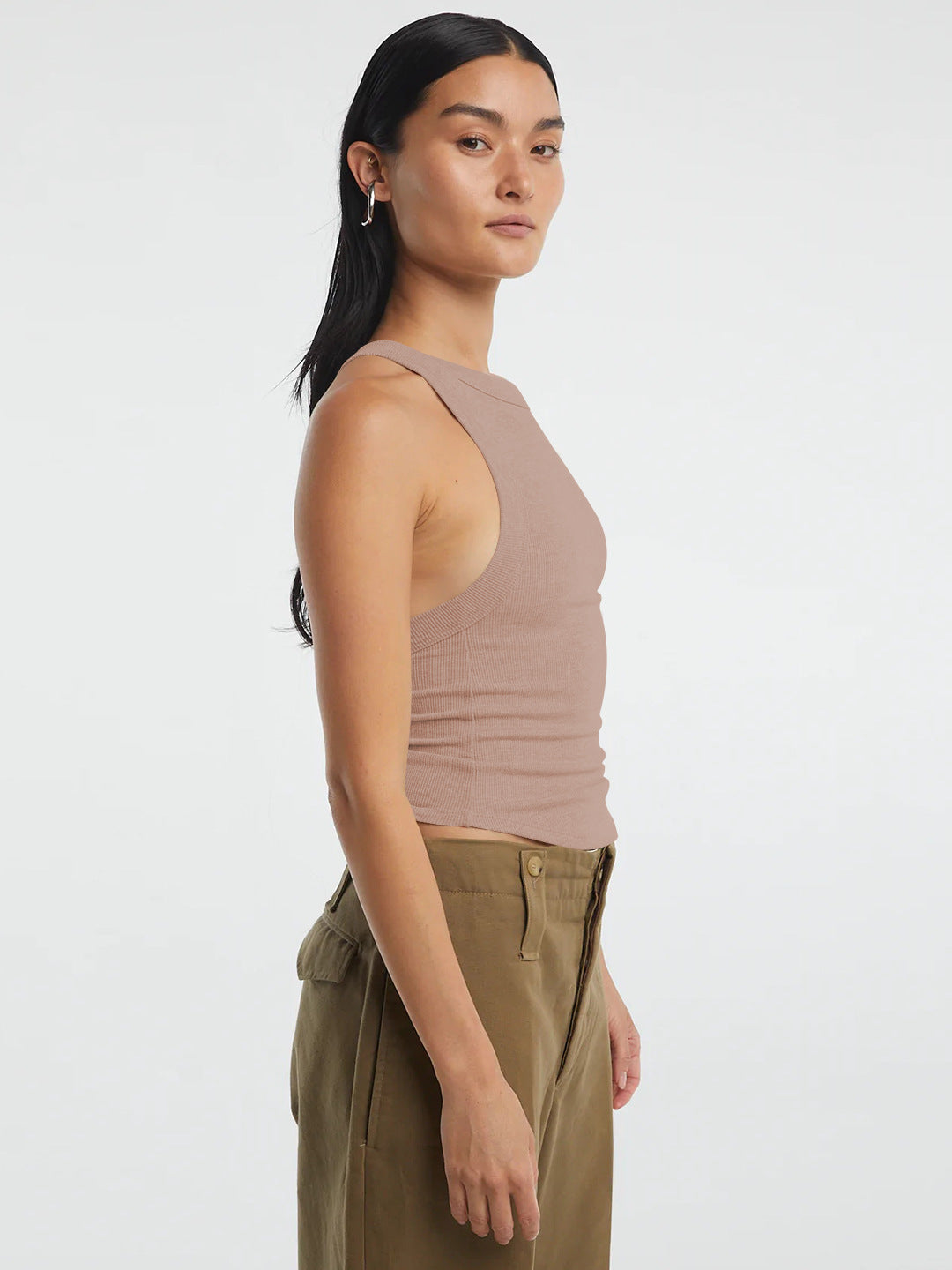 Halter Neck Ribbed Cropped Top-Angel Casuals