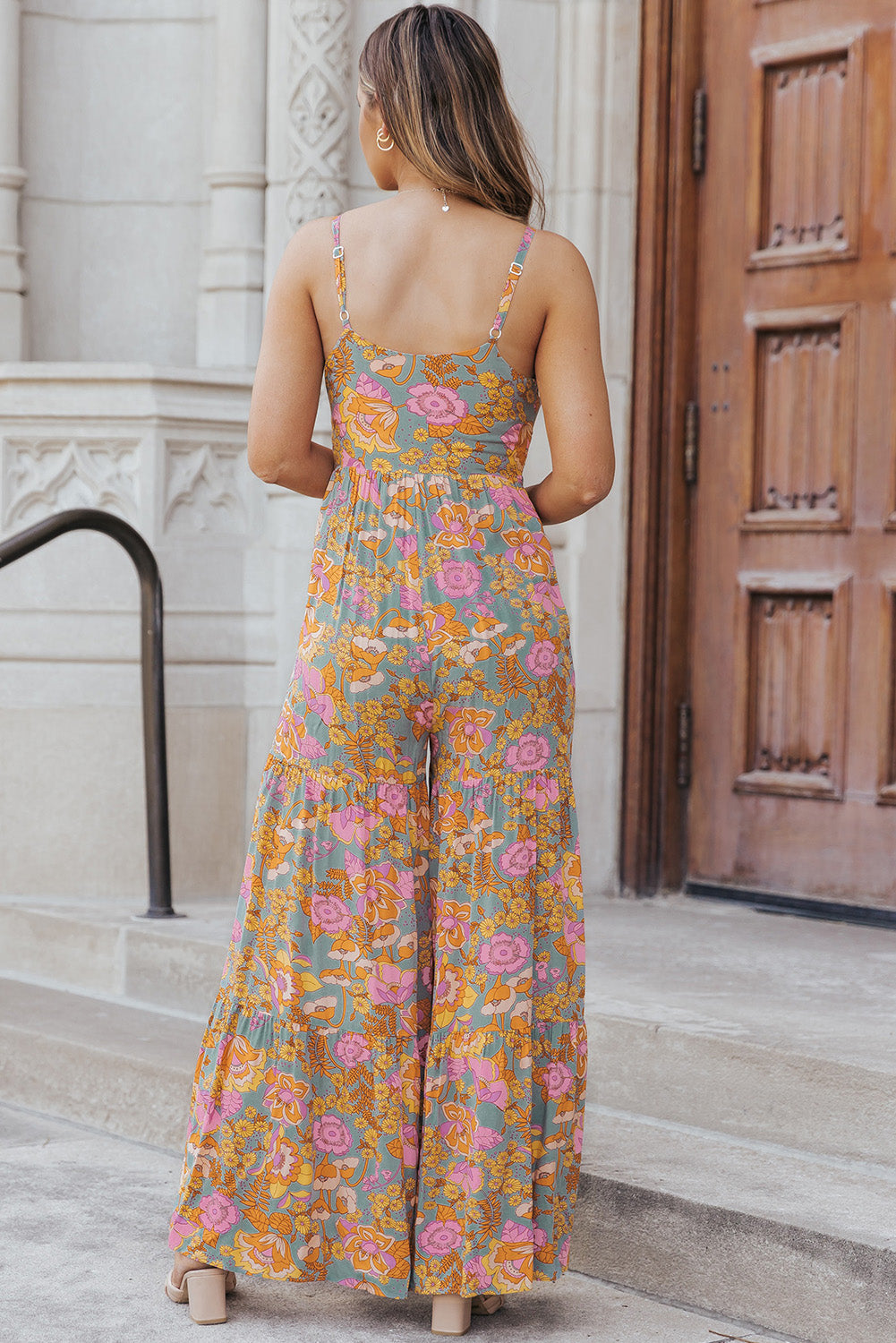 Floral Spaghetti Strap Wide Leg Jumpsuit-Angel Casuals