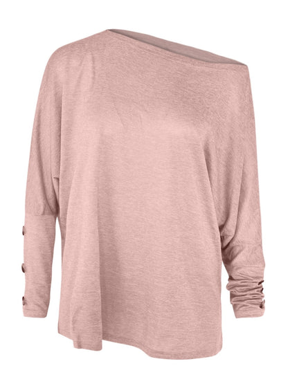 One Shoulder Long Sleeve T-Shirt-Angel Casuals