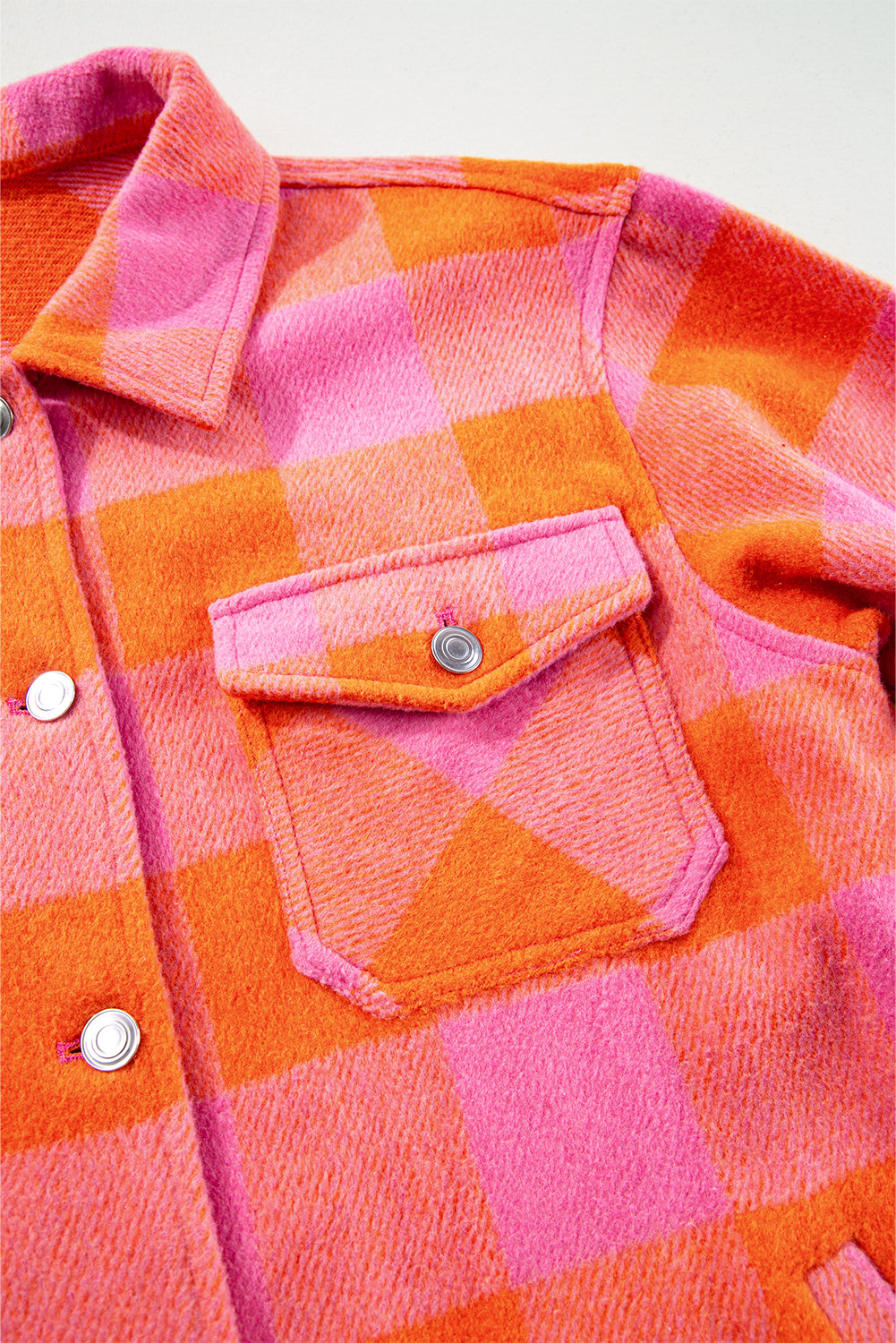 Plaid Collared Neck Button Up Jacket-Angel Casuals
