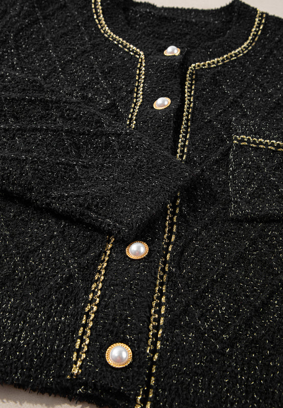 Round Neck Button Up Long Sleeve Cardigan-Angel Casuals