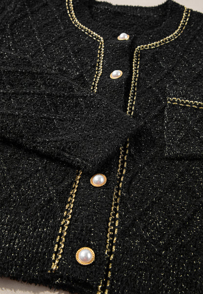 Round Neck Button Up Long Sleeve Cardigan-Angel Casuals
