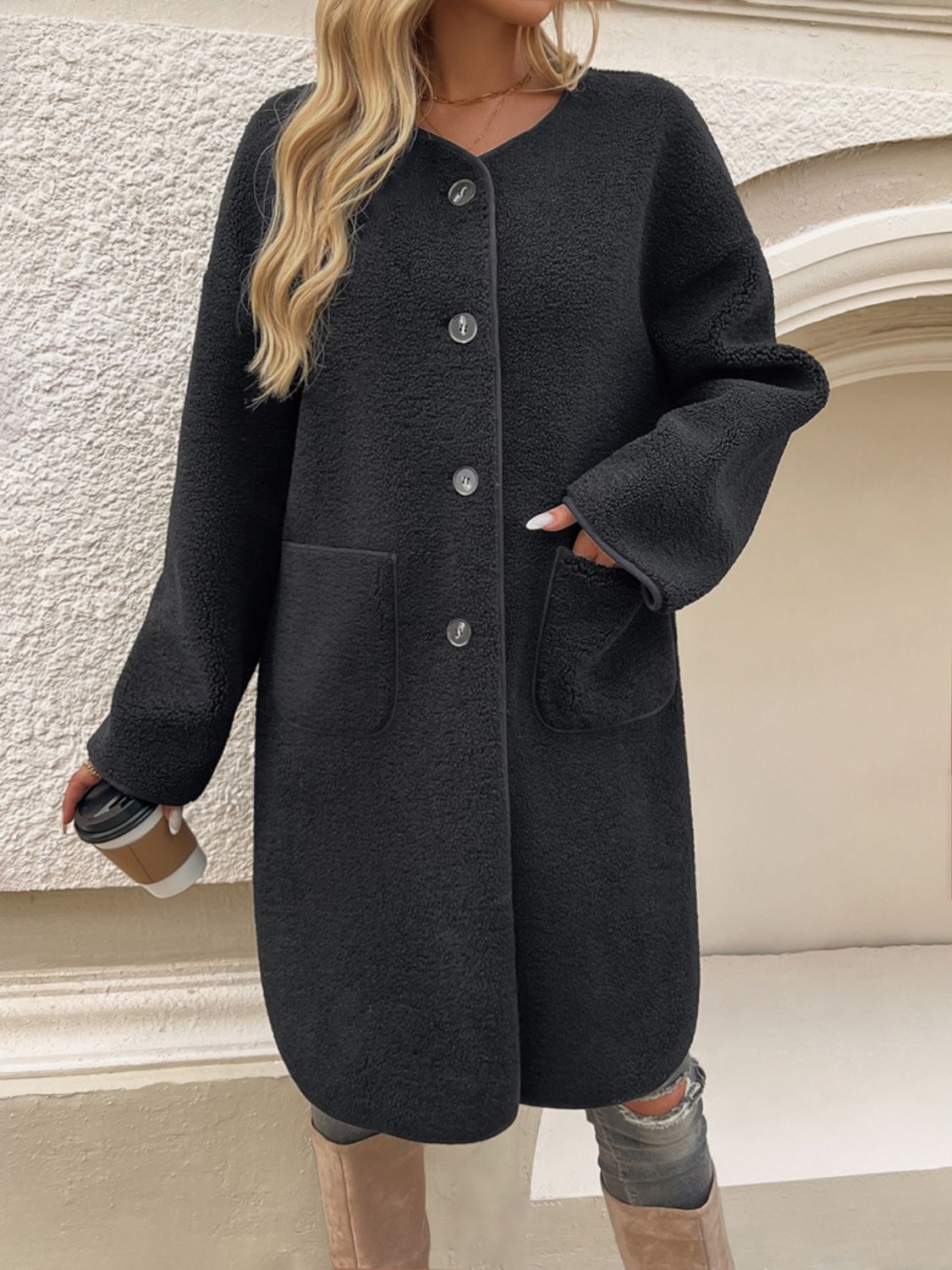 Devine Button Up Long Sleeve Coat-Angel Casuals