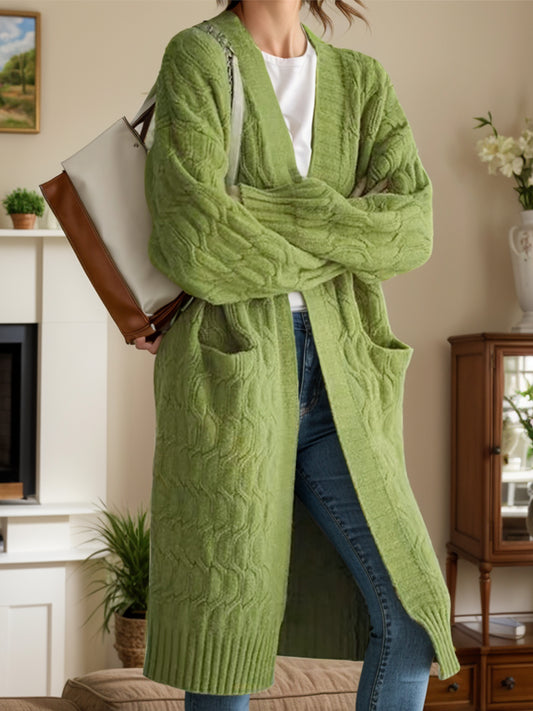 Open Front Long Sleeve Cardigan-Angel Casuals