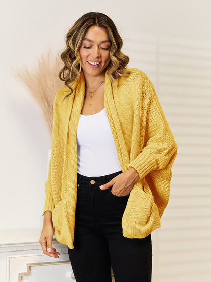 Angel Wings Open Front Cardigan with Pockets-Angel Casuals