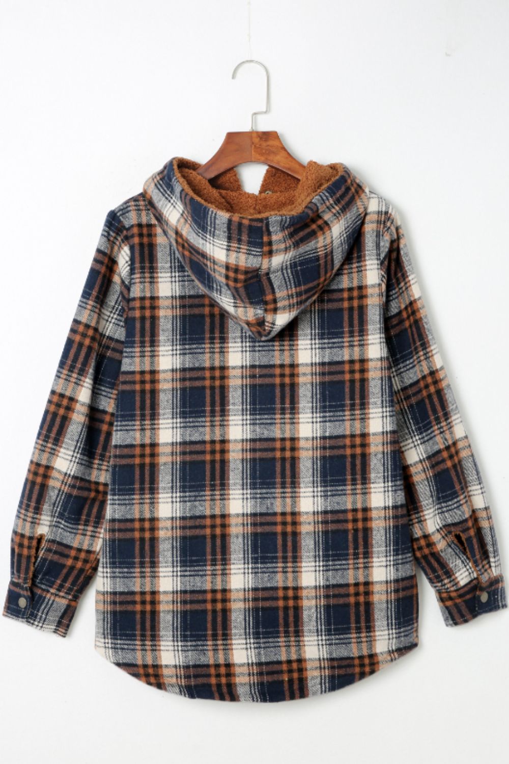 Plaid Button Up Long Sleeve Hooded Jacket-Angel Casuals
