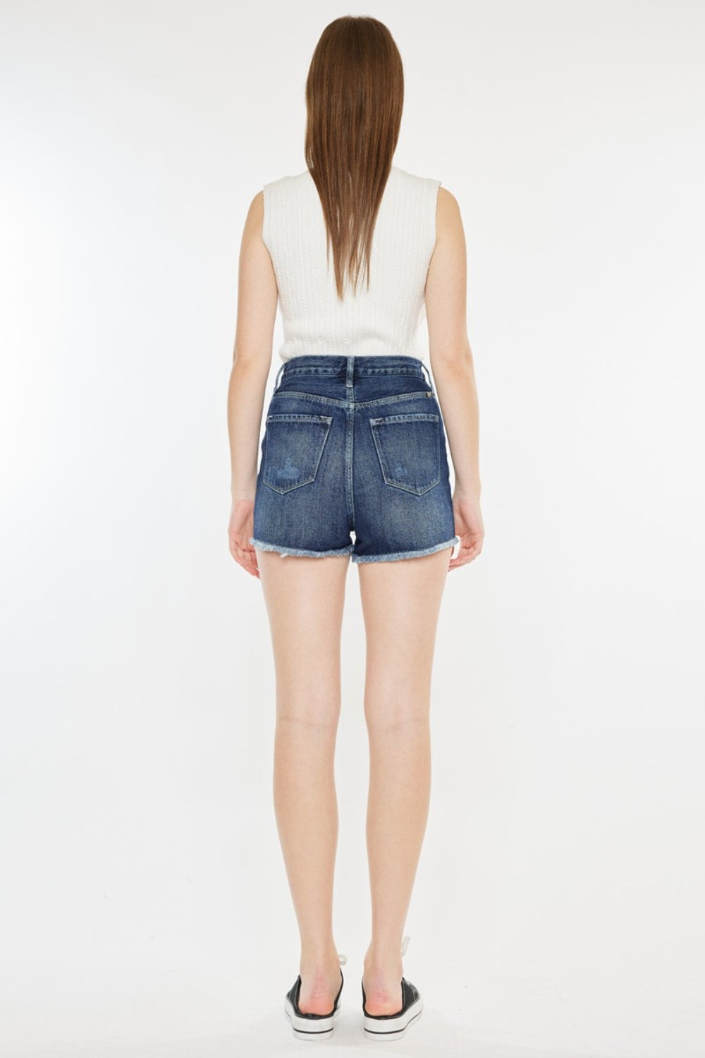 Kancan Raw Hem Button Fly Denim Shorts-Angel Casuals