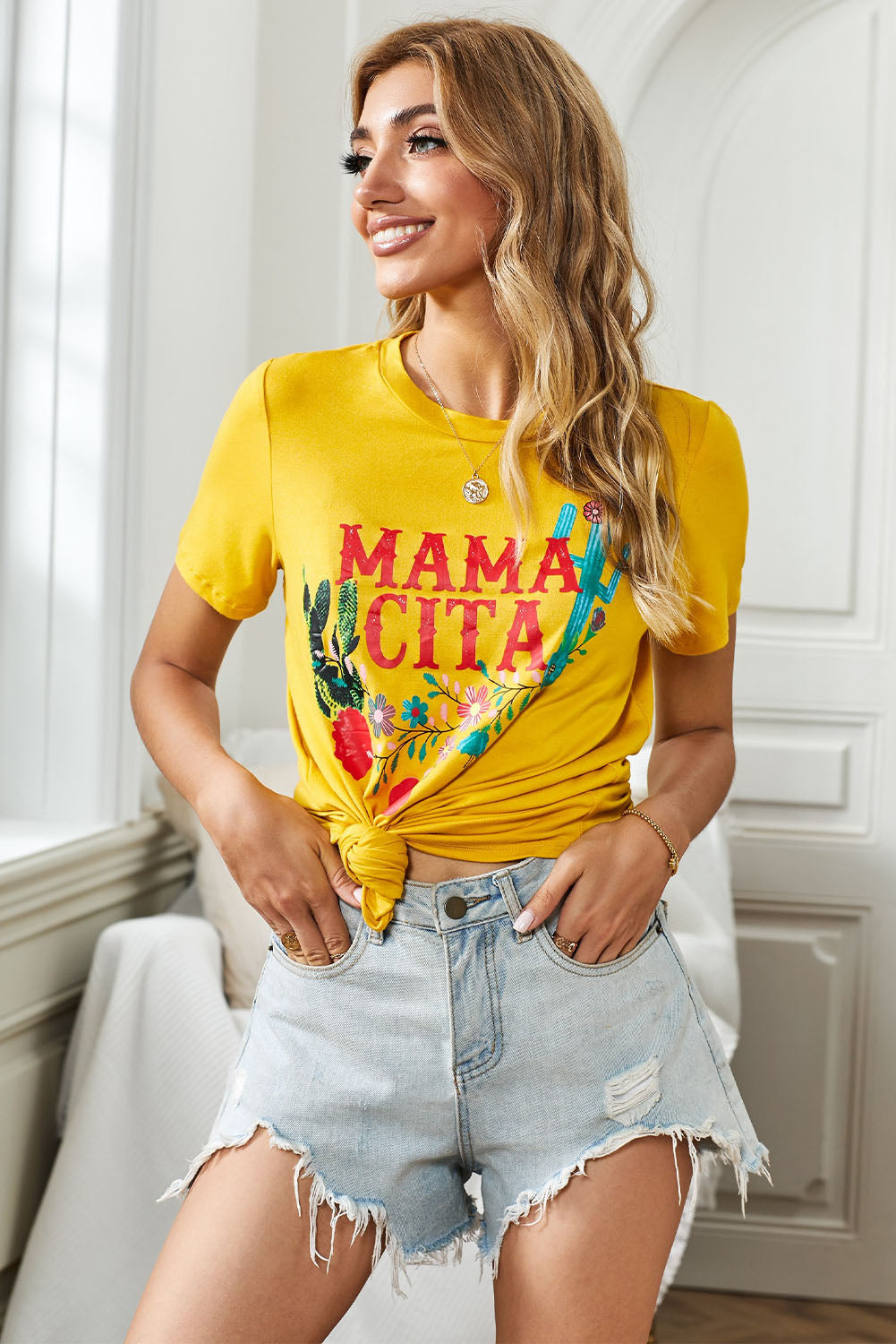 MAMACITA Graphic Round Neck Tee-Angel Casuals