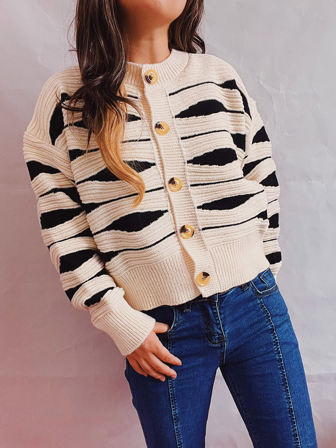 Color Block Button Front Cardigan-Angel Casuals