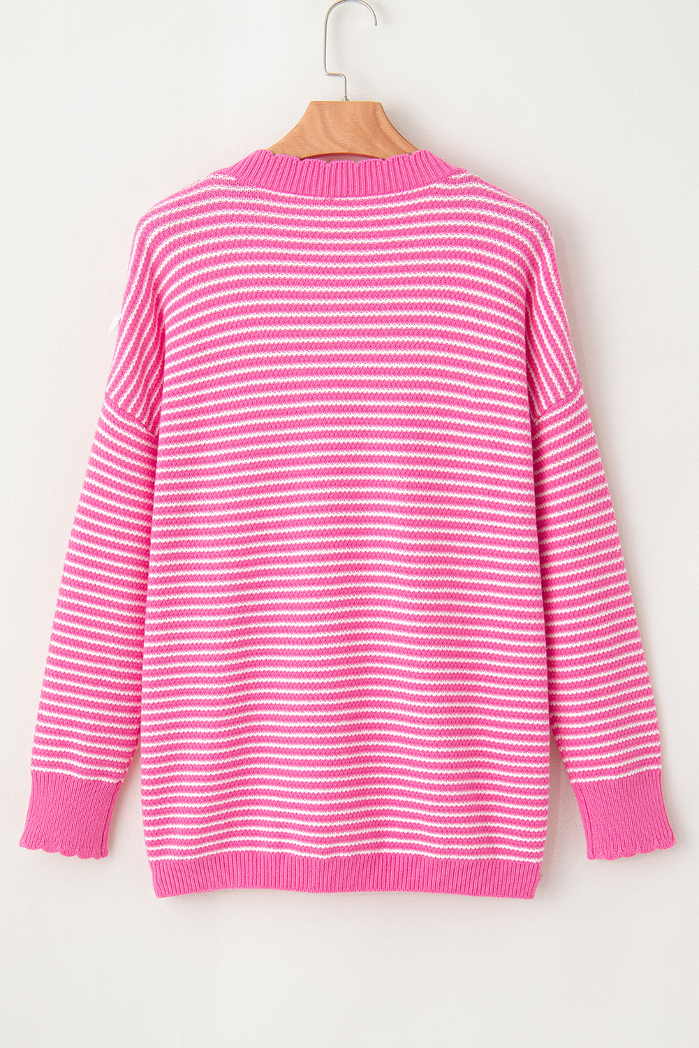 Striped V-Neck Dropped Shoulder Sweater-Angel Casuals