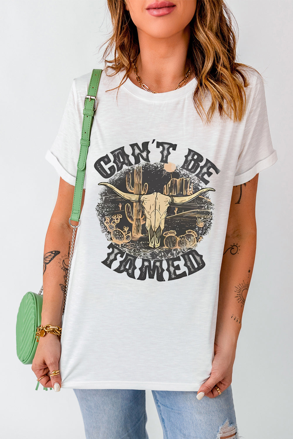 Graphic Round Neck Short Sleeve T-Shirt-Angel Casuals