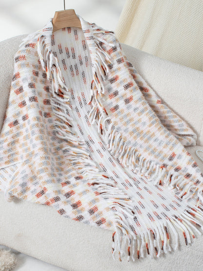 Fringe Open Front Half Sleeve Poncho-Angel Casuals