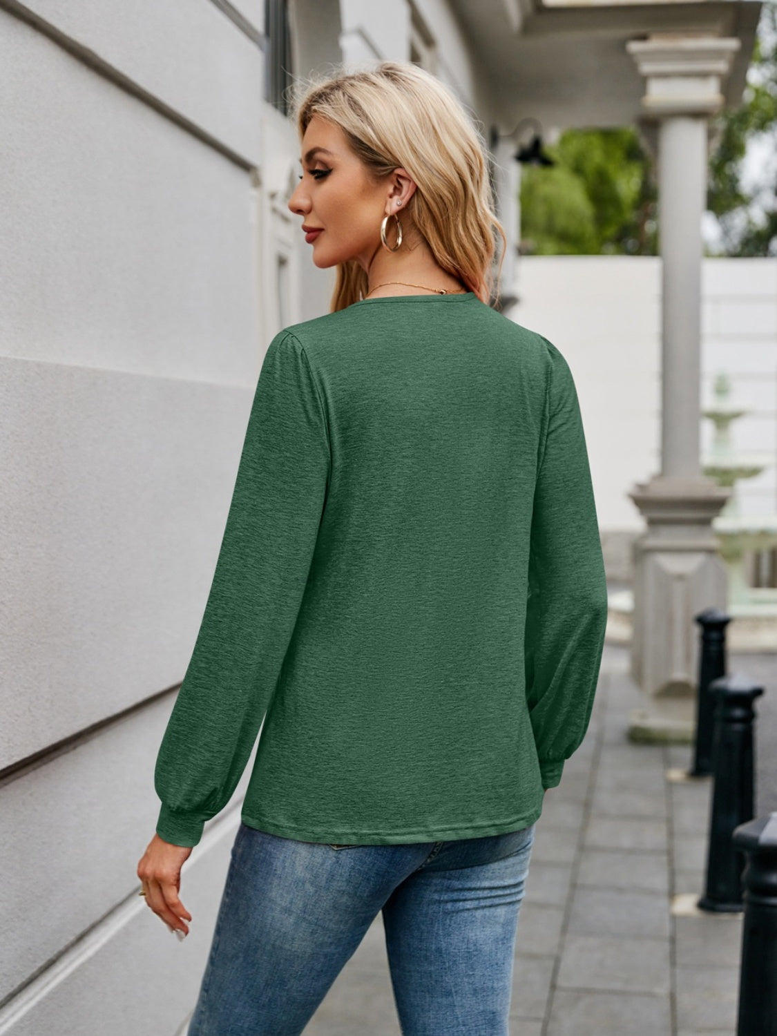 V-Neck Long Sleeve T-Shirt-Angel Casuals