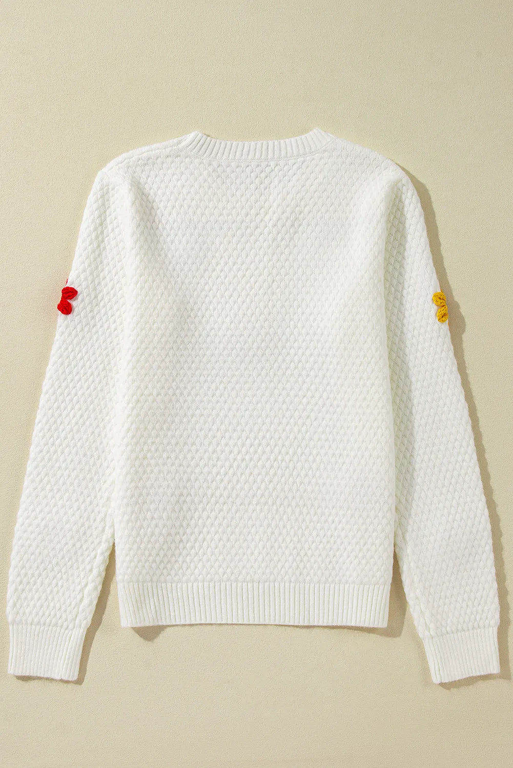 Crochet Flower Round Neck Sweater-Angel Casuals