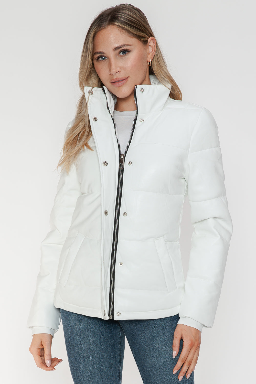 YMI Pocketed Zip Up Turtleneck Puffer Jacket-Angel Casuals